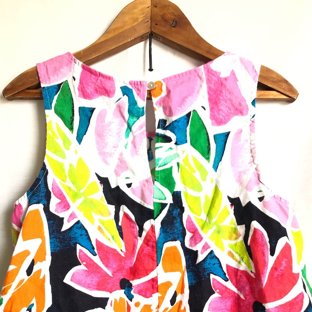 {Cynthia Rowley} Tropical Floral A-line Pocket Linen Mini Dress - Picture 5 of 6